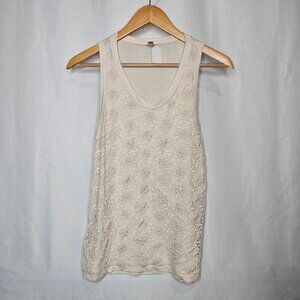 J. Crew Cream Crochet Lace Overlay Tank Top